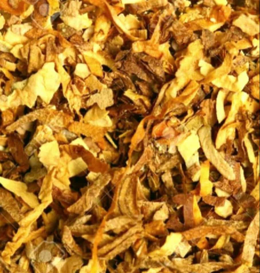 Close-up of expanded tobacco stems ready for blending